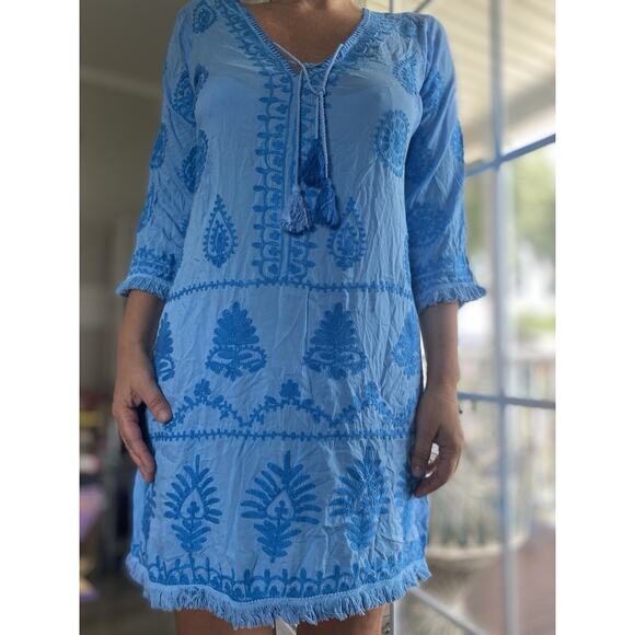 PRANELLA AGGIE CORNFLOWER BLUE SUMMER DRESS BEACH COVER UP 2 - Picture 1 of 8